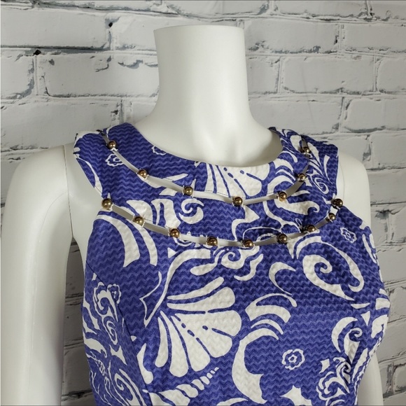 Lilly Pulitzer | Blue Tide Pools Beaded Shift Dress - Picture 11 of 15